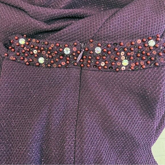 R & M Richards Nightway Glitter-Knit Gown, Size 4 Mulberry - Picture 10 of 16